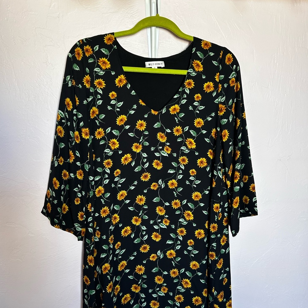 Wild Honey Black and Orange Bell Sleeve Sundress